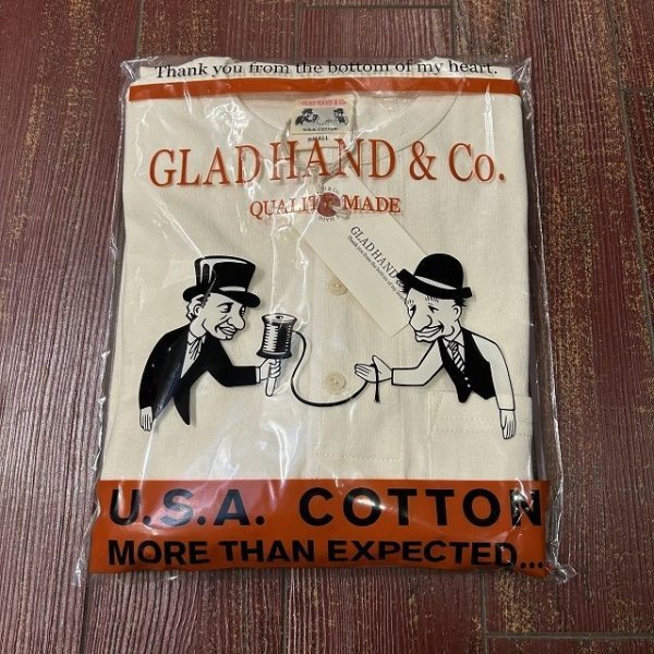 画像1: GLADHAND(グラッドハンド)　ハーフスリーブヘンリーポケットTシャツ(1pack)　GLADHAND-17 (1)