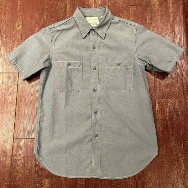 画像1: フルカウント　半袖シャンブレーワークシャツ　４８２１ (1)