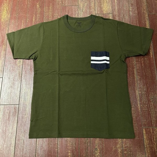 画像1: 桃太郎ジーンズ　デニムポケットＴシャツ　MHTS0003 (1)