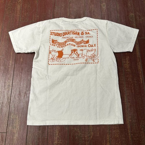 画像1: ステュディオ・ダ・ルチザン　デニムポケット付きプリントＴシャツ　８１６１Ａ (1)