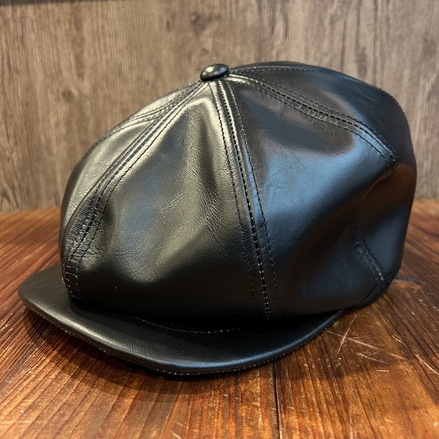 【希少】Mr.FATMAN キャスケット オールレザー 本革 ブラック 黒高級牛革ハンチング帽ベレー帽